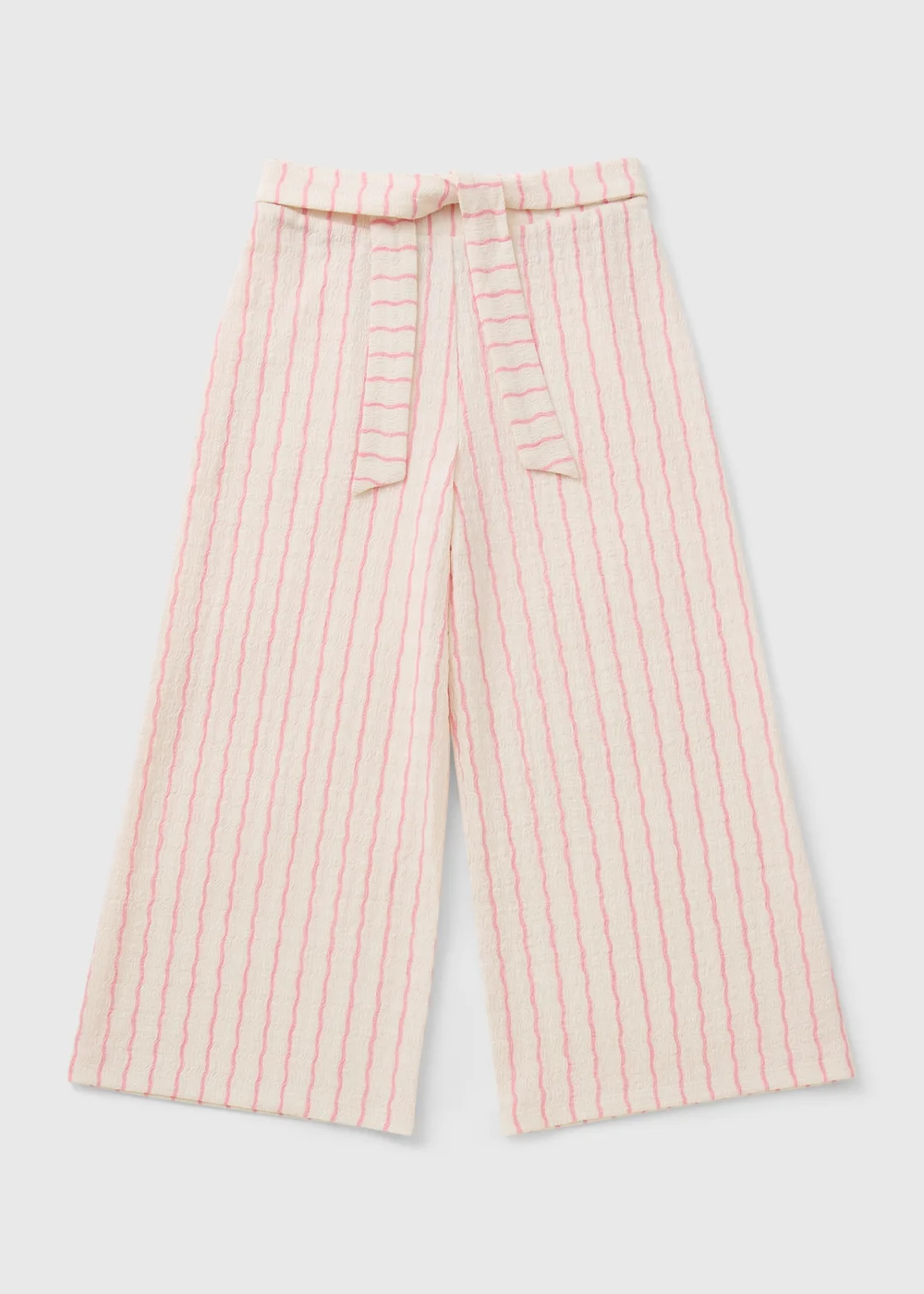 Girls Pink Stripe Crinkle Wide Leg Trousers (7-15yrs) - Age 7 Years Image 1