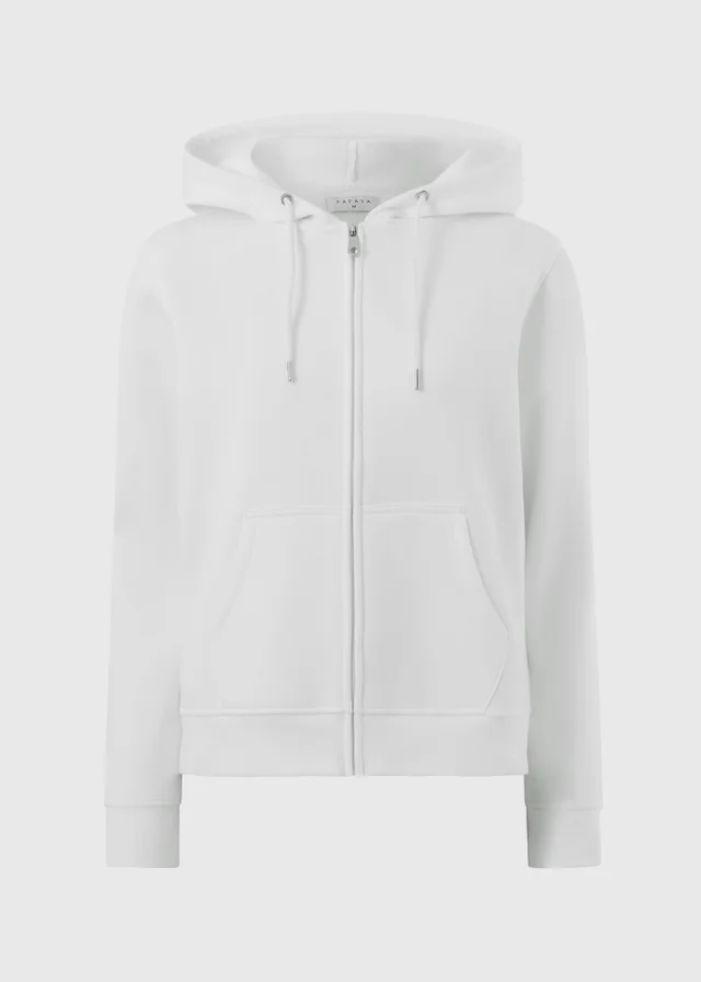 White Zip Through Hoodie