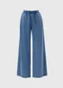 Dusk Blue Acid Wash Wide Leg Jogging Bottoms - Extra small Image 1