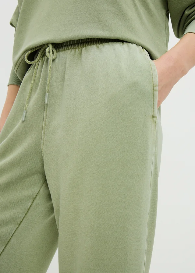 Green Acid Wash Wide Leg Jogging Bottoms