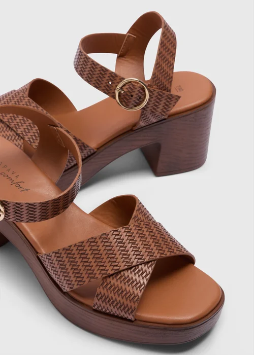 Tan Clog Block Heel Sandals - Size 3 Image 2