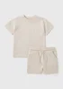 Boys Stone Waffle Top & Shorts Set (1-7yrs) - 1 to 1 half years Image 1