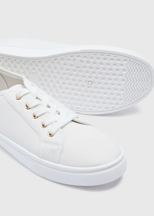 White Canvas Trainers - Size 3 Image 2