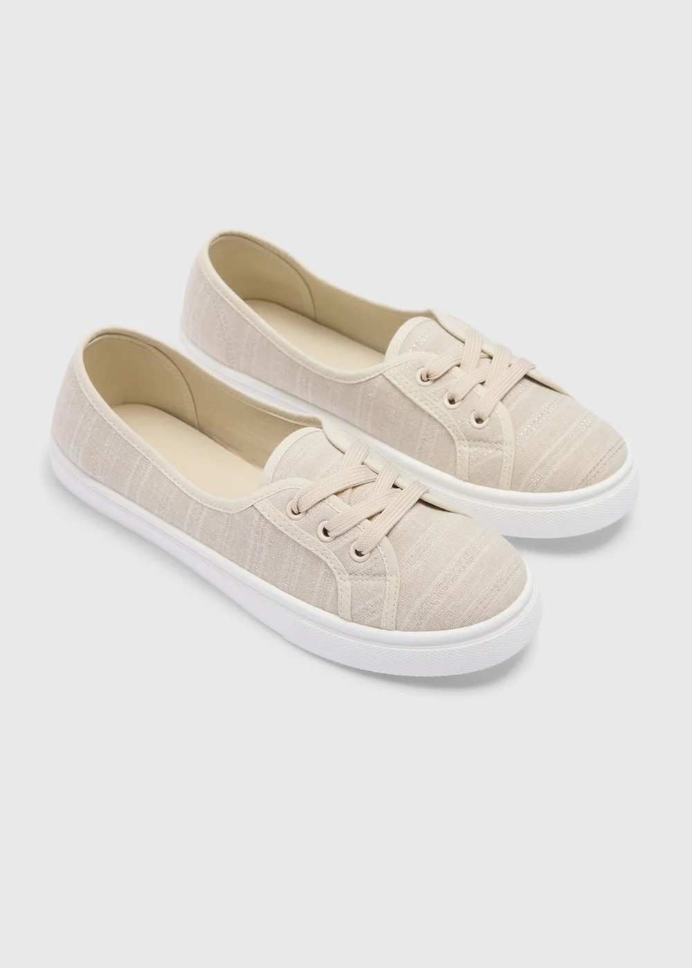 Linen Stripe Slip On Trainers - Size 3 Image 1