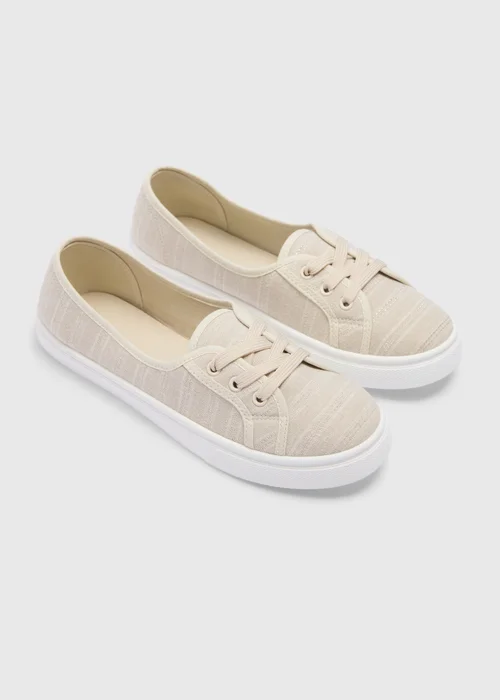 Linen Stripe Slip On Trainers - Size 3 Image 1