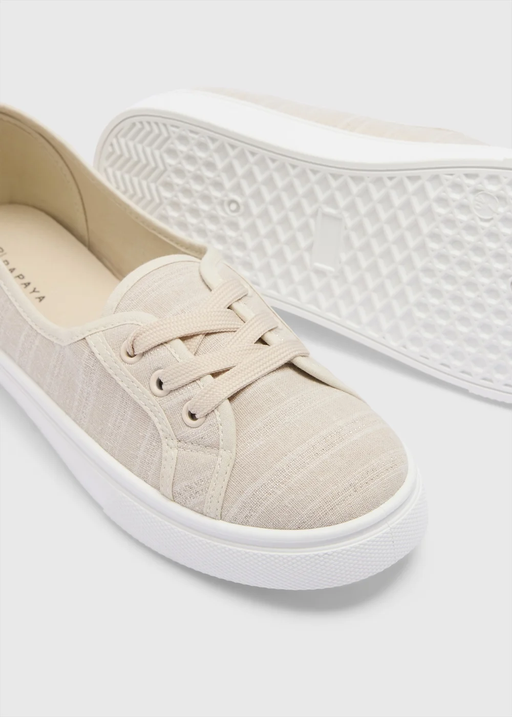 Linen Stripe Slip On Trainers - Size 3 Image 2