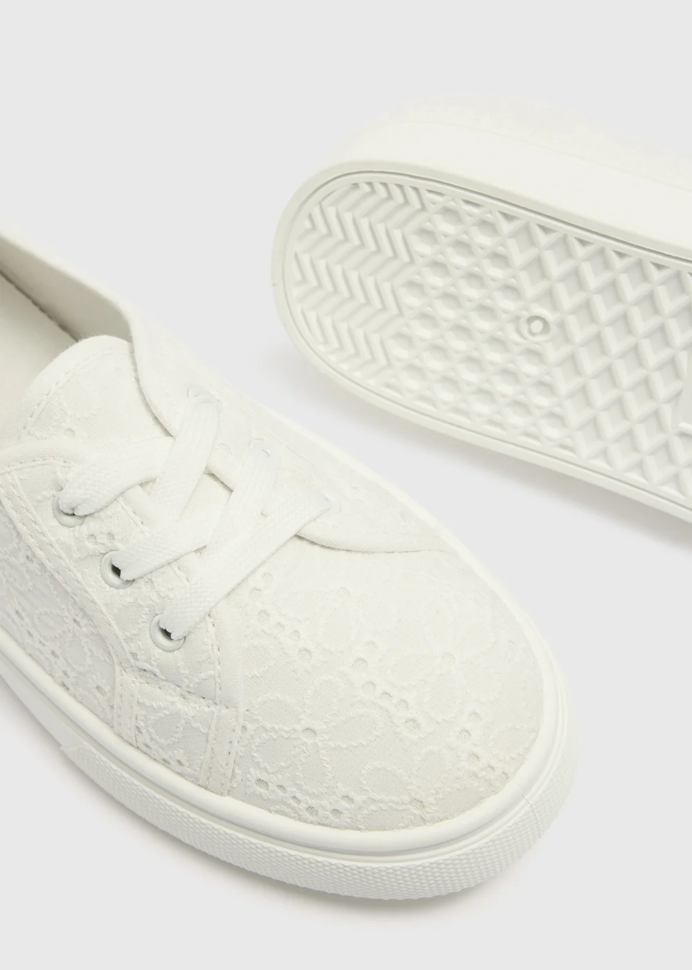 White Broderie Slip On Trainers - Size 3 Image 2