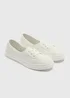 White Broderie Slip On Trainers - Size 3 Image 1