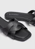 Black Wide Fit Weave Strap Mule Sandals - Size 3 Image 2