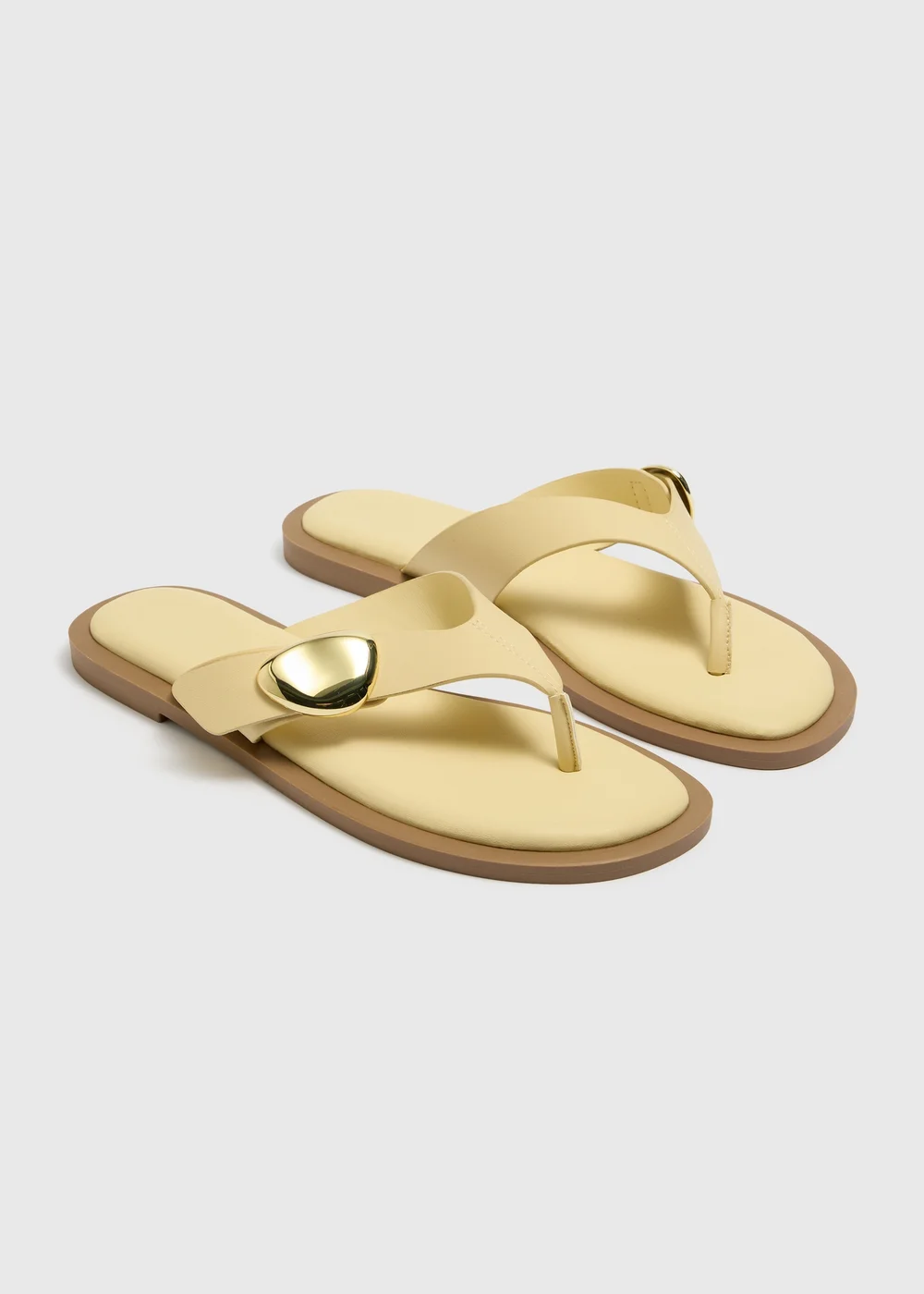 Yellow Gold Trim Toe Post Sandals - Size 3 Image 1