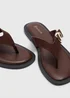 Chocolate Brown Gold Trim Toe Post Sandals - Size 3 Image 2