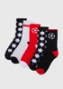 5 Pack Boys Multicolour Football Design Socks (Younger 6-Older 6.5) - Sizes 6 - 8.5 Image 1