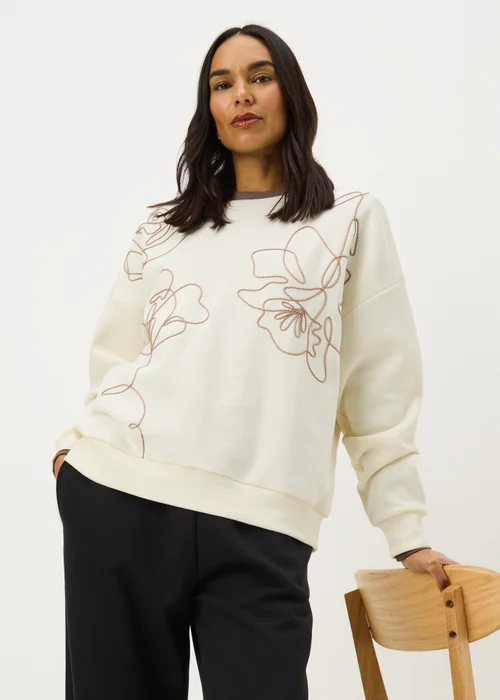 Cream Contrast Floral Sweatshirt - Extra small Image 1