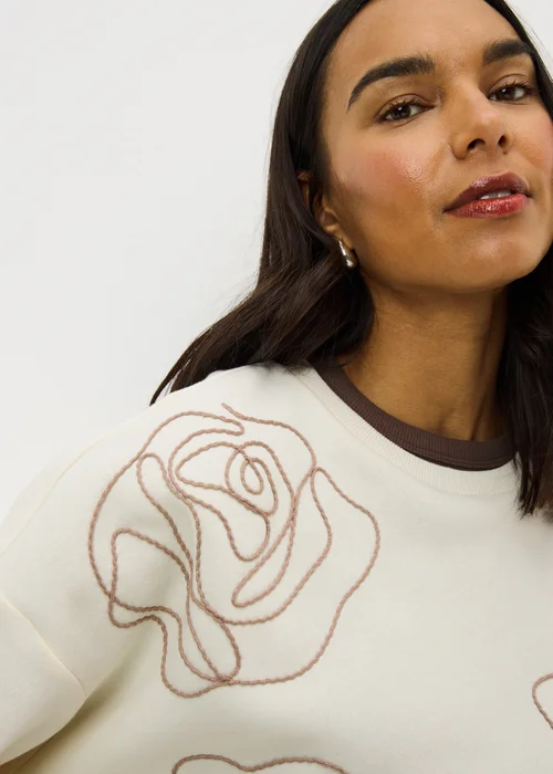 Cream Contrast Floral Sweatshirt - Extra small Image 2