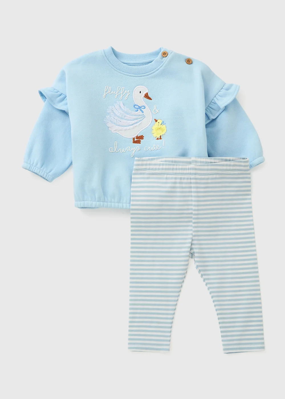 Baby Blue 3D Duck Sweatshirt & Legging Set (Newborn-23mths) - Up to 1 Month Image 1