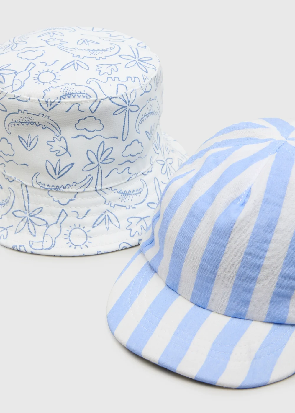2 Pack Baby Blue Animal Stripe Hats (Newborn-24mths) - Up to 1 Month Image 2