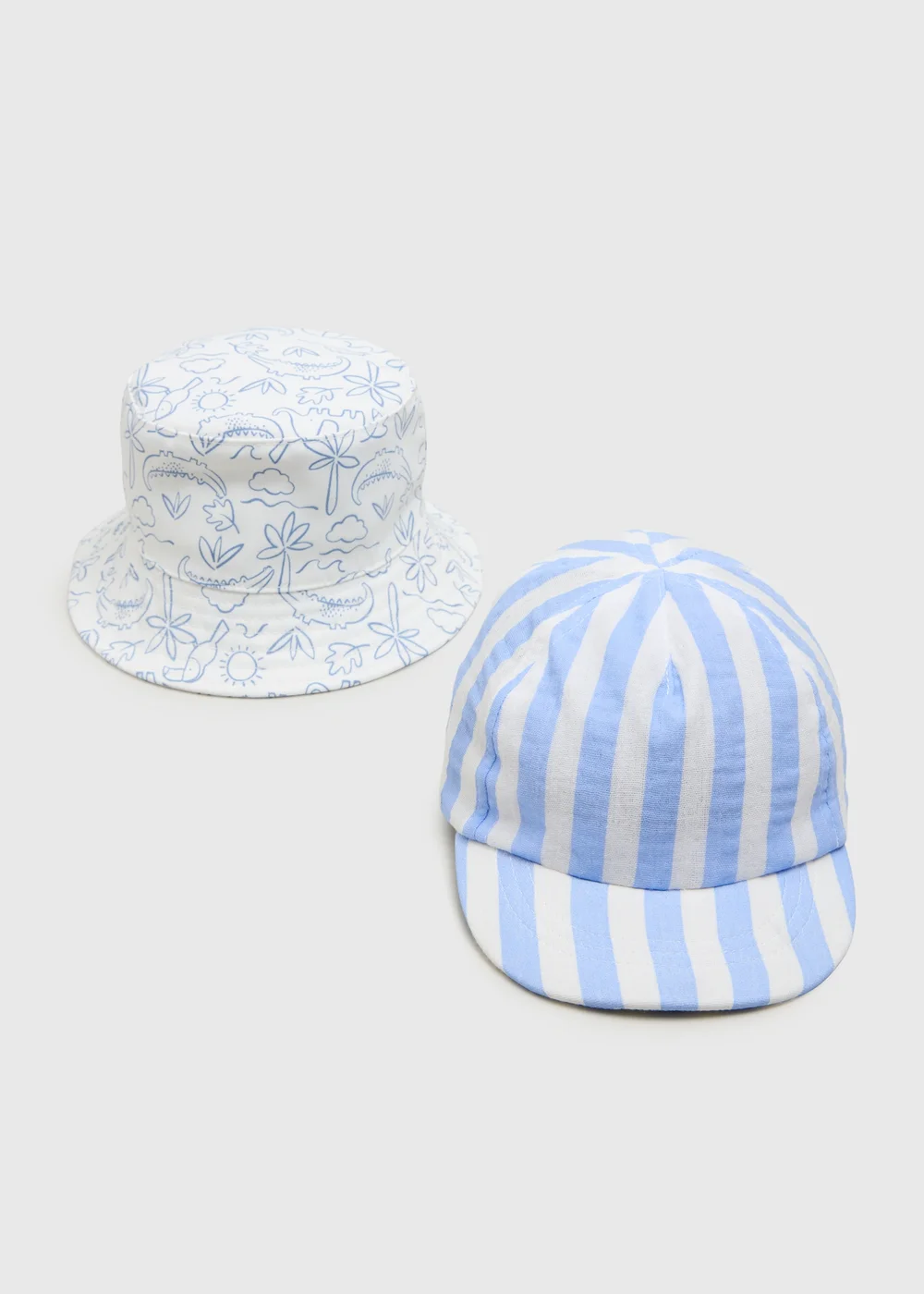 2 Pack Baby Blue Animal Stripe Hats (Newborn-24mths) - Up to 1 Month Image 1