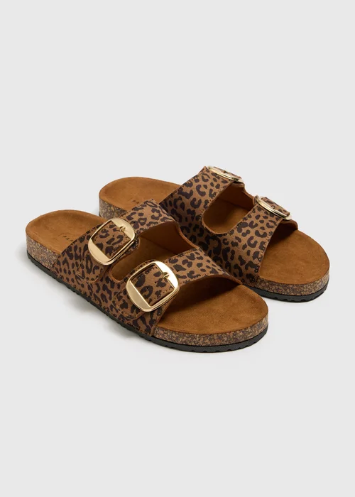 Brown Leopard Double Buckle Sandals - Size 3 Image 1