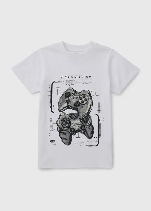 Boys White Gamer T-Shirt (7-15yrs) - Age 7 Years Image 1