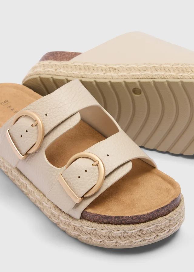 Stone Espadrille Buckle Chunky Sandals