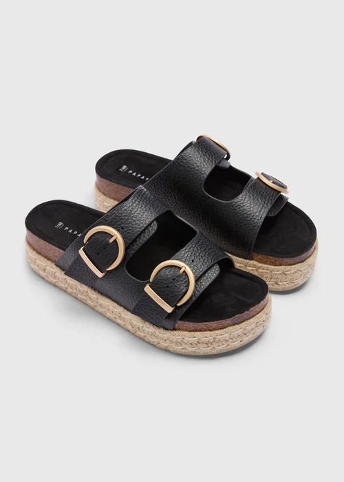 Black Espadrille Buckle Chunky Sandals - Size 3 Image 1