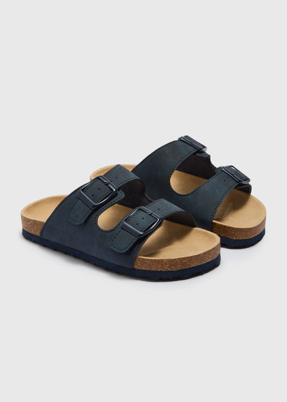 Boys Navy Faux Leather Footbed Sandals (Younger 10-Older 6) - Size 1 Image 1