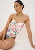 White Tropical Floral Shapewear Swimsuit - Size 8 Image 1
