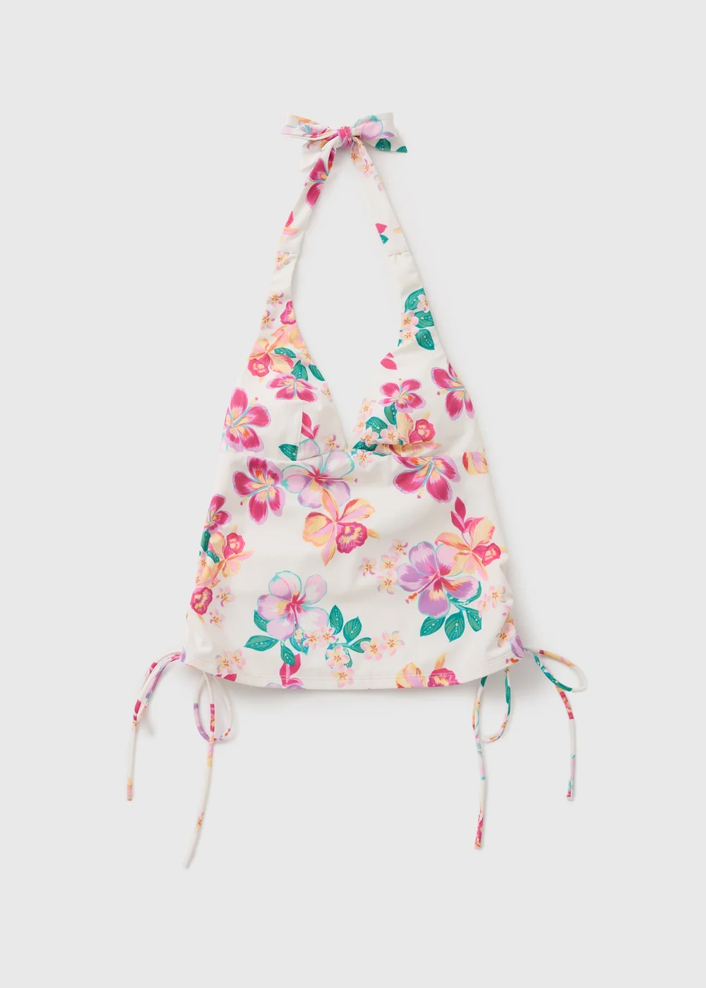 White Tropical Floral Shapewear Tankini Top - Size 8 Image 1