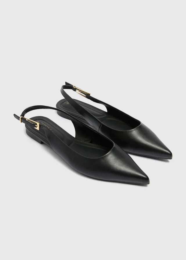 Black Pointed Slingback Ballet Flats