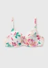 DD+ White Tropical Floral Shapewear Bikini Top - 32DD Image 2