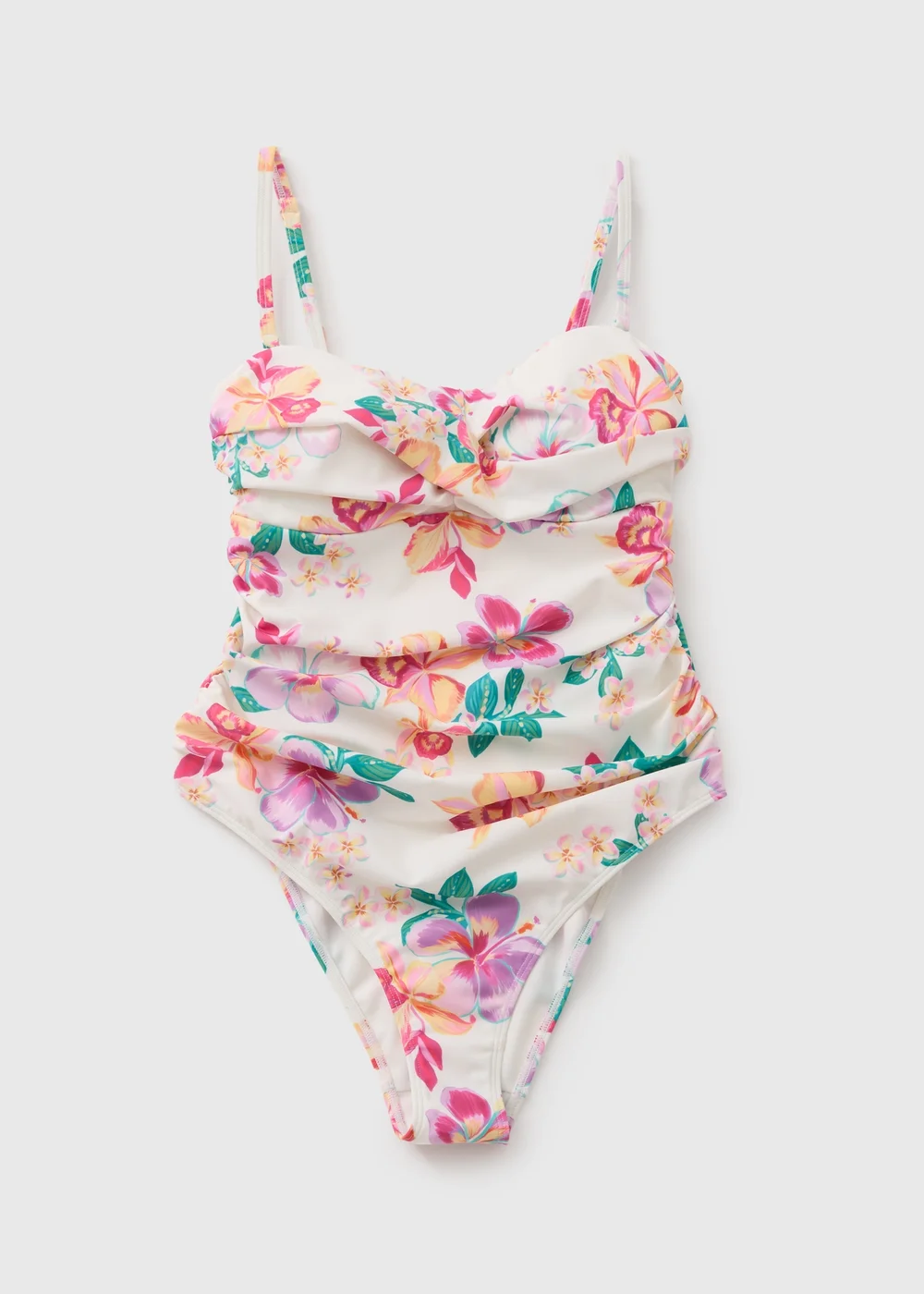 White Tropical Floral Shapewear Underwired Swimsuit - 36A Image 1