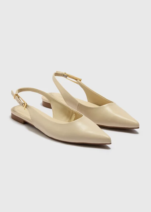 Cream Pointed Slingback Ballet Flats - 3 Image 1