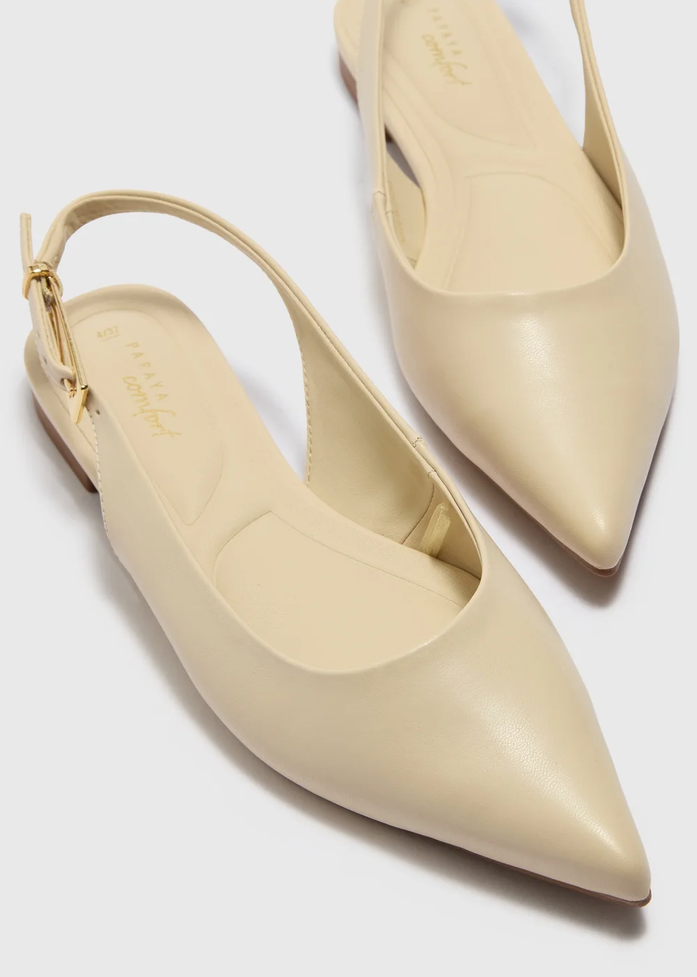 Cream Pointed Slingback Ballet Flats - 3 Image 2