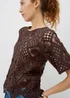 Chocolate Brown Crochet Top - Size 8 Image 2
