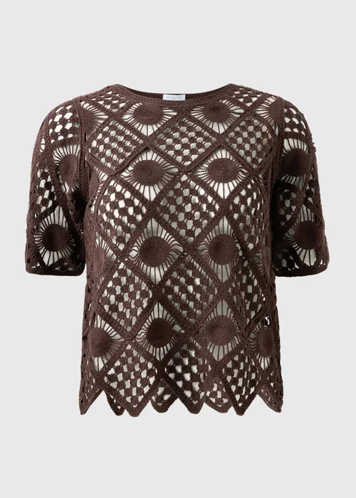 Chocolate Brown Crochet Top - Size 8 Image 4