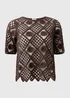 Chocolate Brown Crochet Top - Size 8 Image 1