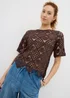Chocolate Brown Crochet Top - Size 8 Image 1