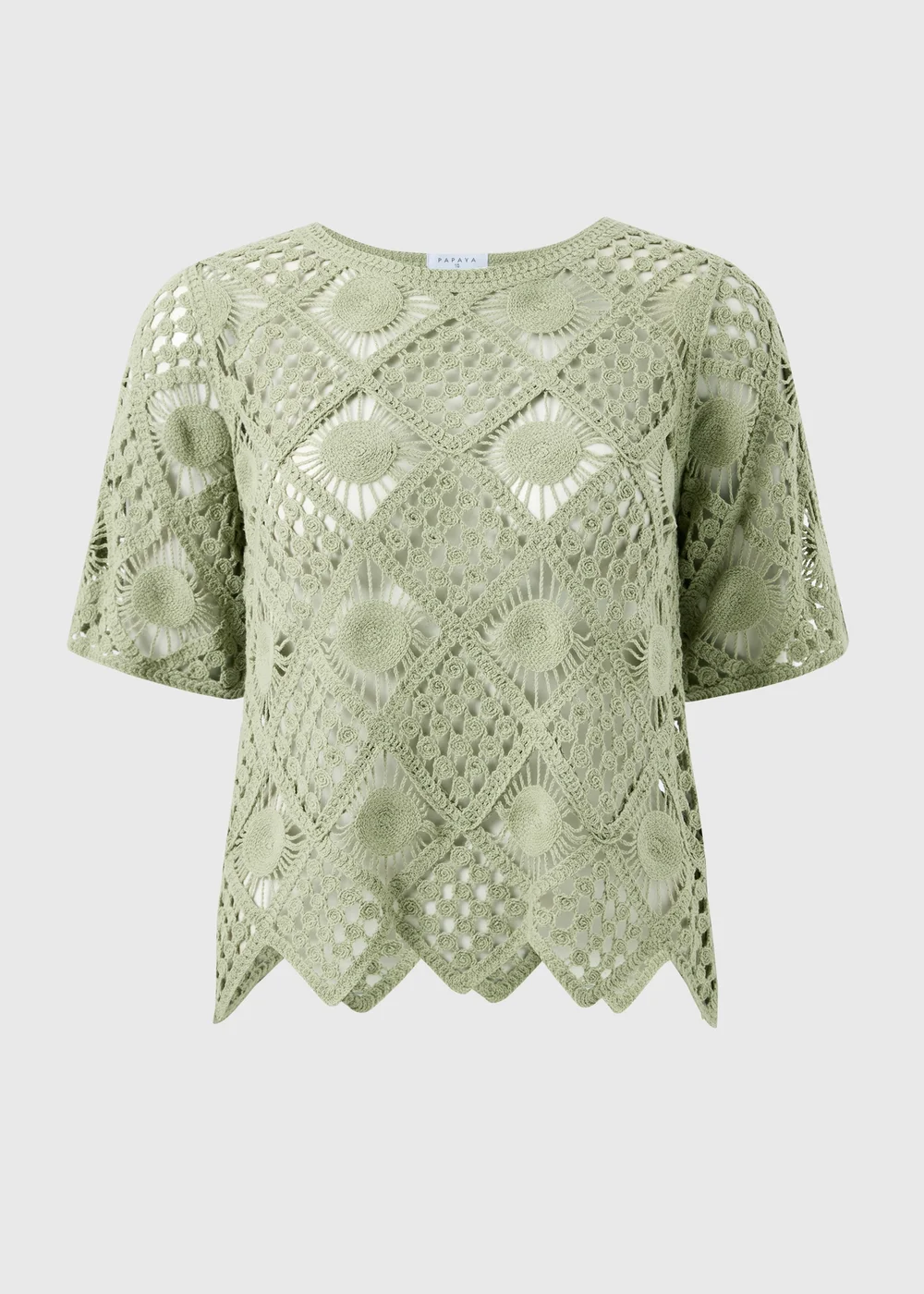 Sage Green Crochet Top - Size 8 Image 1