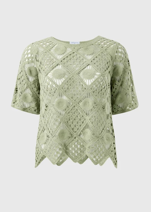 Sage Green Crochet Top - Size 8 Image 2