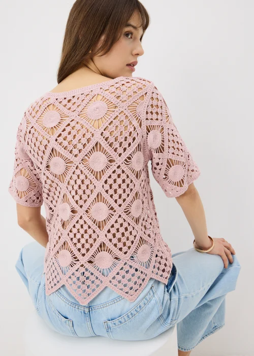 Light Pink Crochet Top - Size 8 Image 3