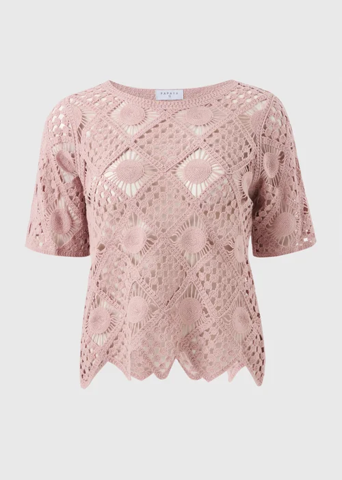 Light Pink Crochet Top - Size 8 Image 4
