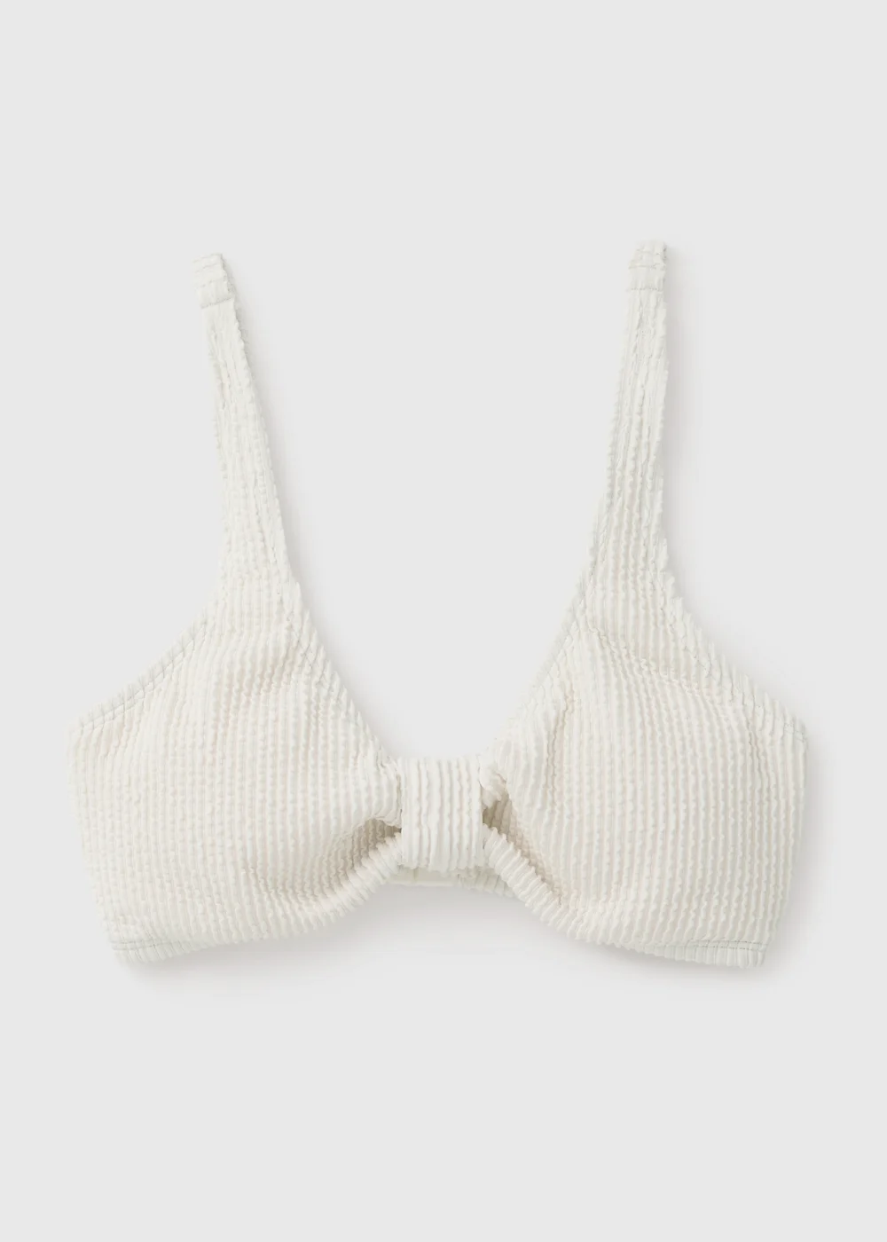 Cream Textured Knot Bikini Top - Size 6 Image 2