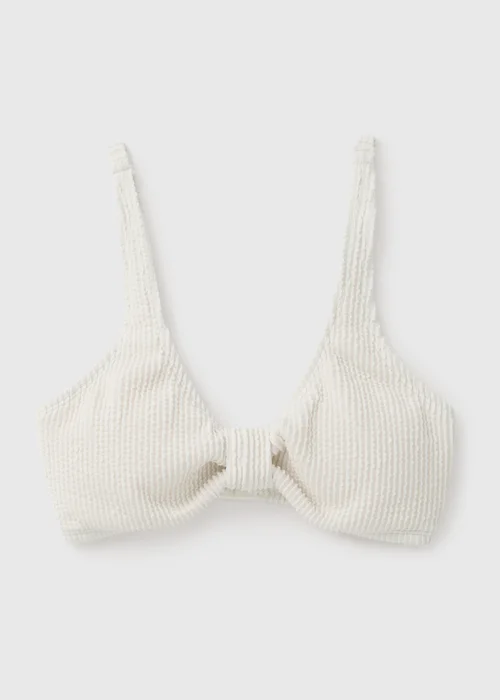 Cream Textured Knot Bikini Top - Size 6 Image 2