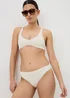Cream Textured High Leg Bikini Bottoms - Size 8 Image 1