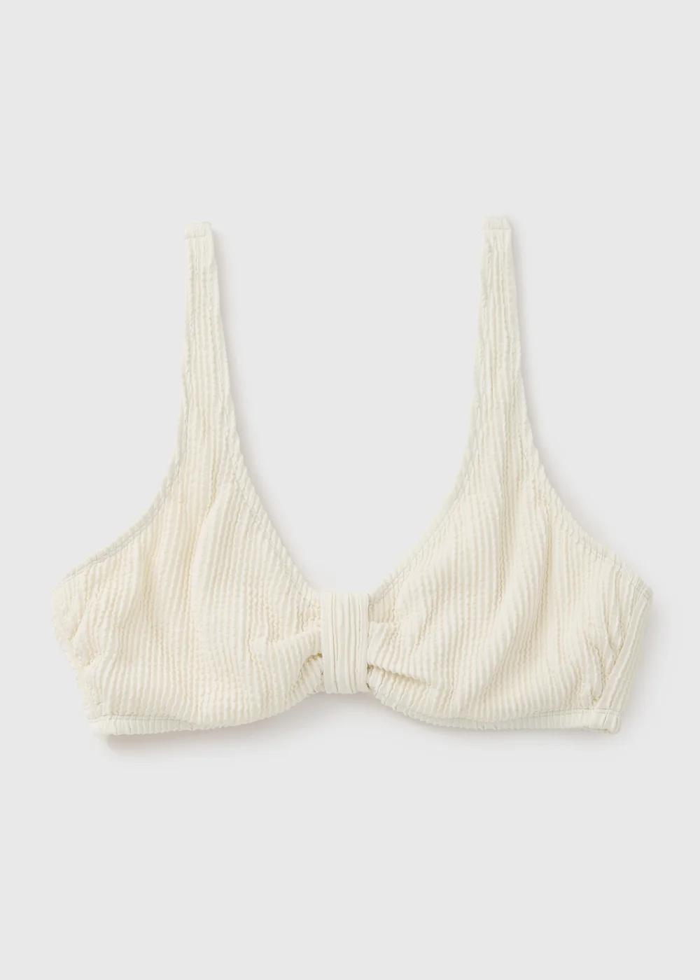 DD+ Cream Textured Knot Bikini Top - 32DD Image 1