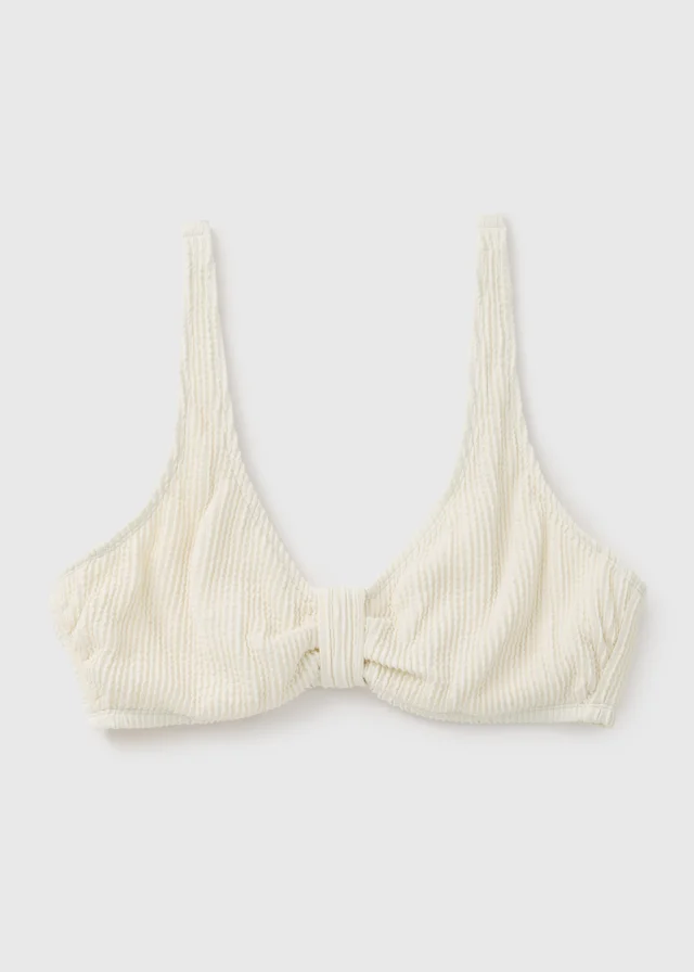 DD+ Cream Textured Knot Bikini Top