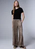 Brown Leopard Print Comfort Fit Wide Leg Jeans - Size 24 29 leg Image 1