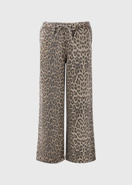 Brown Leopard Print Comfort Fit Wide Leg Jeans - Size 24 29 leg Image 4