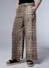 Brown Leopard Print Comfort Fit Wide Leg Jeans - Size 24 29 leg Image 3