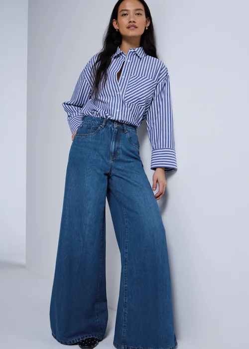 Dark Wash Palazzo Wide Leg Jeans - Size 08 29 leg Image 1